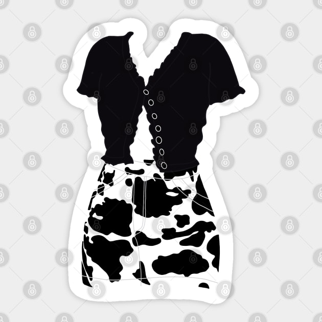 Cute shirt and cow print skirt Sticker by morgananjos